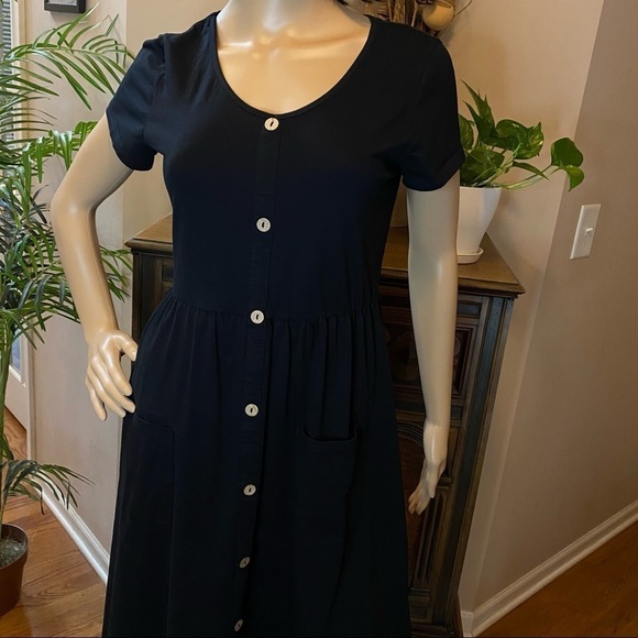 OUGES WOMEN‎ BLACK DRESS SIZE M BUTTON FRONT W/POCKETS DRESS - Picture 6 of 10